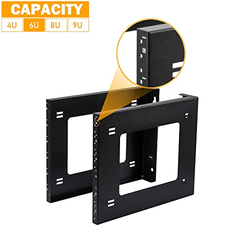 Riveco 6U Open Frame Rack Wall Mount & Desktop Mount, No Assembly Required Server Rack For Network Equipment & Data Av Hifi Stereo Gaming Electronics Shelf #TOP2