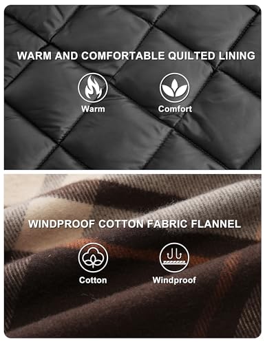 Image of TACVASEN Men's Flannel Shirt Quilted Lined Theraml Winter Coat Button Down Insulated Flannel Shirts Jacket
