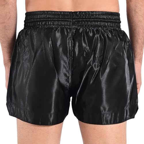 Roar Muay Thai Shorts MMA Gym Boxing Fighting Trunks Kick Martial Arts Gear (Black, Medium)