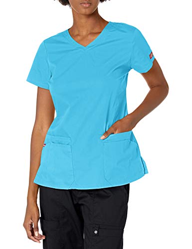 Image of Dickies Women's Jr. Fit V-Neck Scrub Top Multiple Patch Pockets