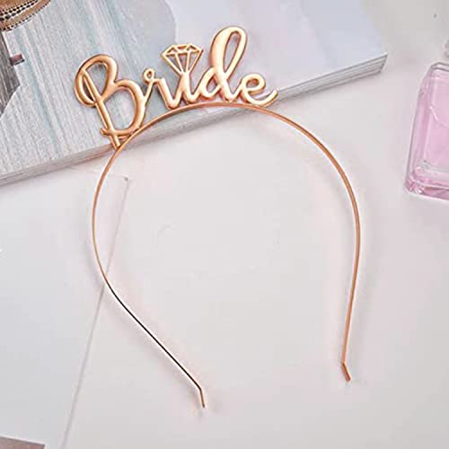 Image of AMFIN (Pack of 2) Bride to Be Sash and Bride Hairband Combo Set for Bachelor Parties Bride to be Props for Wedding Bride to be Decorations - Rose Gold