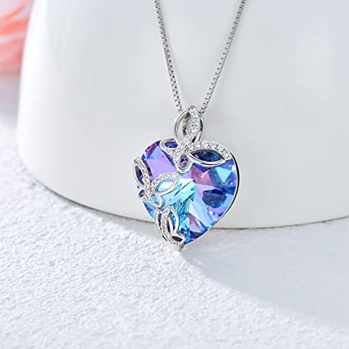 TOUPOP Sterling Silver Dragonfly/Butterfly Pendant Necklace with Crystal Birthday Christmas Jewelry Gifts for Women2
