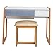 Mobili Rebecca® Scrittoio Tavolo Make Up 1 Sgabello 2 Cassetti 1 Vano 1 Specchio Legno Bianco Blu Petrolio Stile Moderno Camera da Letto (cod. RE4658)