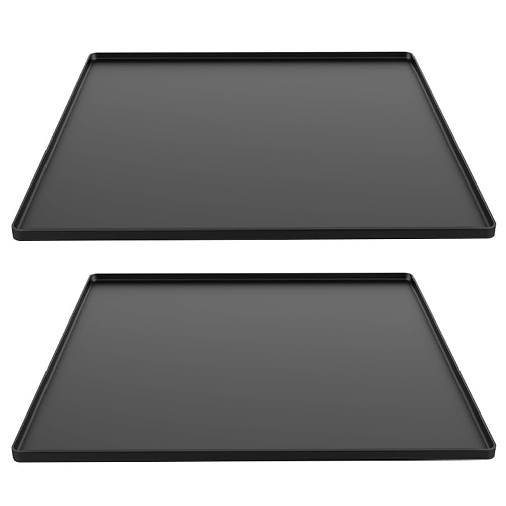 CTRLZS Refrigerator Floor Protector,Mini Fridge Silicone Mat,Fridge Under Mat,Laundry Guard for Washer & Dryer,Drip Tray Black