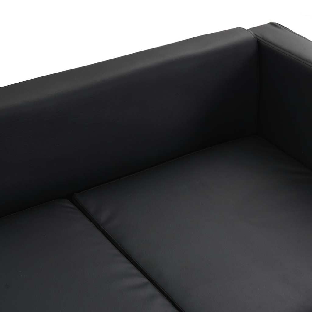 Canapé 3 places en cuir synthétique noir avec pieds stables, 170 x 62,5 x 63 cm, avec 2 coussins, peu encombrant, pour salon, chambre d'adolescent, chambre d'amis, confortable et facile