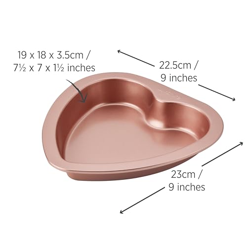Wiltshire Rose Gold 19cm Heart Pan, PFOA PTFE Free, Robust Cake Pan, Non-Stick Coating, Coated Baking Pie Tin, Cake Mould, Sheet Steel Bakeware, 23x22.5x3.5cm - Image 3