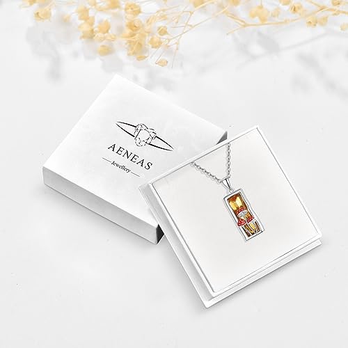 AENEAS Sunflower/Rose/Mountain/Mushroom/Tree of Life/Shamrock Necklace for Women Sterling Silver Pendant Flower Nature Necklace Crystal Jewelry Christmas Gifts for Women Her Wife 7