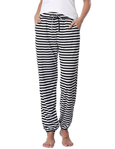 Sykooria Pantalones Pijama Mujer 100% Algodón Casual Pantalones Pijama Mujer Verano Pantalones Largos de Pijama Mujer con Bolsillos para Dormir Casa S-XXL Cover