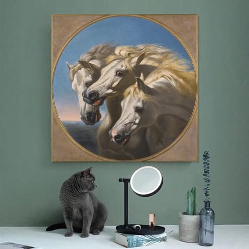 Tableau chevaux du pharaon : déco murale cadre 50x50 d'exception - 3