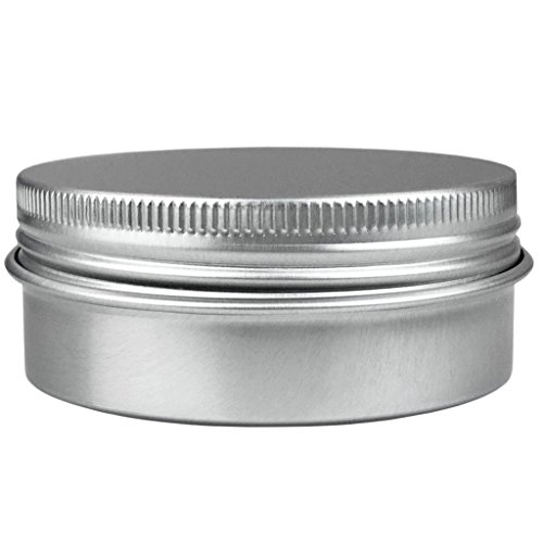 Aluminum Tin Jars, Cosmetic Sample Metal Tins Empty Container Bulk, Round Pot Screw Cap Lid, Small Ounce for Candle, Lip Balm, Salve, Make Up, Eye Shadow, Powder (12 Pack, 2 Oz/60ml)3