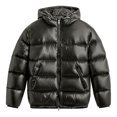Doudoune à capuche métallique homme veste matelassée d'hiver