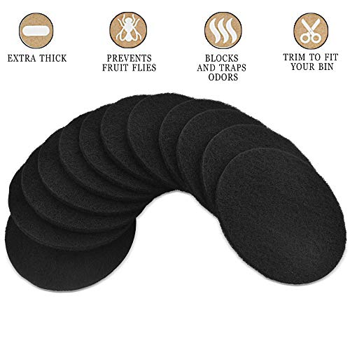 12 Pack Activated Charcoal Replacement Filters for Kitchen Compost Bin 6.5" Diameter 3/8" Thick. Trimmable to Fit - Thumbnail 4