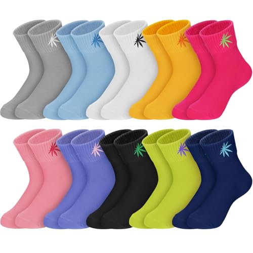Image of Eurzom 10 Pairs Socks Womens Crew Elastic Ankle Length Cotton Socks Aesthetic Cute Lightweight Low Cut Gifts for Women
