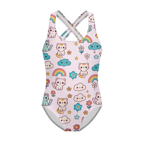 Image of Girls One Piece Swimsuits Quick Dry Beach Bathing Suit Crossback Swimwear 5-14 Years