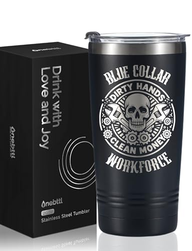 Onebttl Blue Collar Gifts for Men, Boyfriend, Dad, 20oz Stainless Steel Insulated Running...