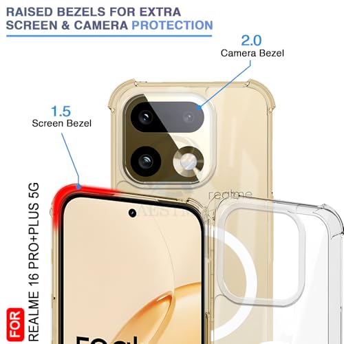 Image of AESTMO Clear Back Cover for Realme 16 Pro Plus | 360 Protection | Transparent Back Cover for Realme 16 Pro Plus (PC + TPU, Compatible with MagSafe Accessories, Transparent Bumper)