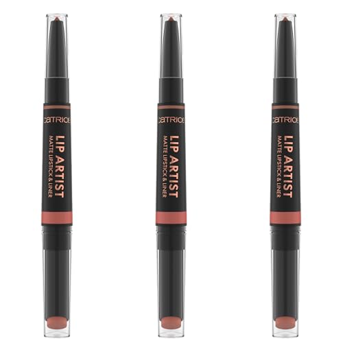 Catrice Lip Artist Matte Lipstick & Liner, Lippenkonturstift, Nr. 010, Nude, hochpigmentiert, farbintensiv, matt, vegan, ohne Parfüm, ölfrei, ohne Alkohol, 3er Pack (3x1.74g)