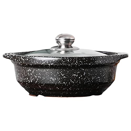 Cacerola de cerámica con tapa, olla de 1.3 cuartos de galón para panes de masa madre, sartén versátil para pan, sopa y olla de estofado, sin revestimiento para uso en horno y estufa