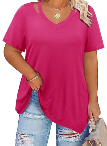 Bulotus Women's Short Sleeve Tunic Tops Casual Summer Clothes V
