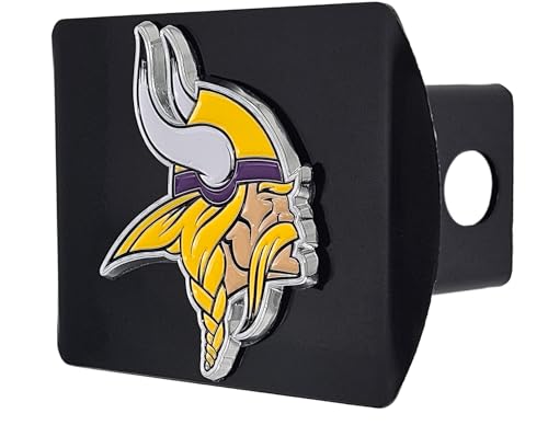 Housse d'attelage Minnesota Vikings NFL en métal noir pour récepteur de remorque 5,1 cm