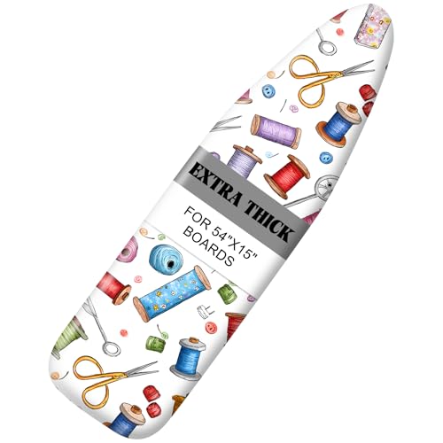 Image of Ironing Board Cover 15 inchx54 inch Standard Size Replacement Thick Iron Board Covers Heavy Duty Non-Slip Board Cover Fitted with Elastic Edges and Velcro Straps