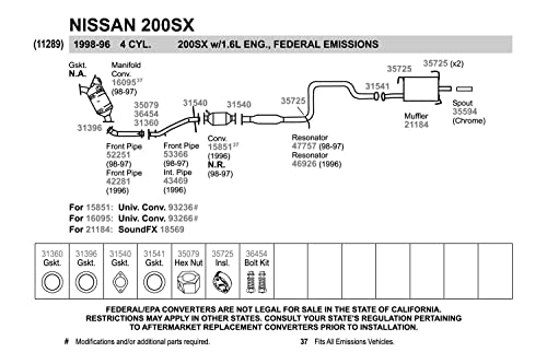 Image of Walker 53366 Exhaust Pipe 1.75 inch Inlet (ID) for Nissan Sentra