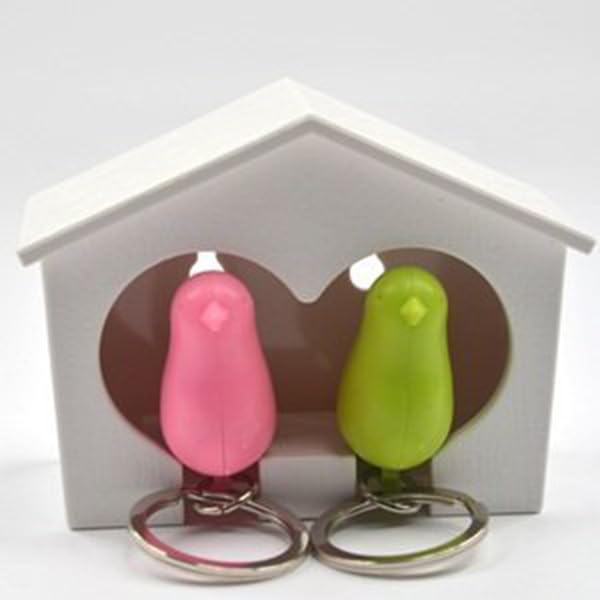 MAGICLULU White Birdhouse Key Holder with 2 Sparrow Whistle Key Rings Wall Mountable Plastic Bird Keychain Organizer for Home Decoration - Image 3