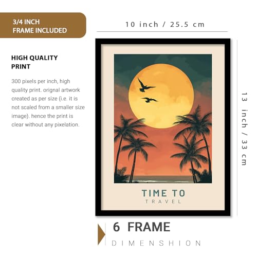 Image of kotart Modern Art City Vibes Wall Decor - Retro Travel Theme Wall Poster with Frame for Room Office Living Room Hotel Home Decor - Photo Frames - Framed Posters / Paintings Set of 8 (Art 3, Small(10x13 or 10x10 inch), Framed)