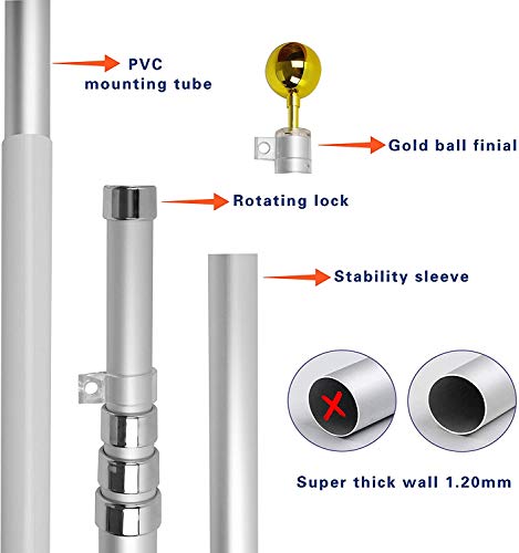 Vaiigo 30Ft Telescoping Flag Pole Kit, Heavy Duty Aluminum Flag Pole Fly 2 Flags, With 3 X 5 American Flag, Golden Top Ball And Clips Inground Flag Pole For Outdoor, Commercial, Residential Use #TOP3
