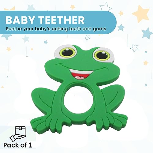 Image of Gadgetime USA Silicone Baby Teether - Frog Teething Relief Toys for Babies 3-36 Months, Toddlers, Girls & Boys - Stimulating & Soft Soothing - BPA Free