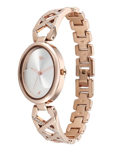 Image of Fastrack Vyb Charmer with Quartz Analog Silver Dial Rose Gold Strap Watch for Girls - FV60126WM01W