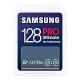 Samsung PRO Ultimate SD-Karte, 128 GB, UHS-I U3, Full HD & 4K UHD, 200 MB/s Lesen, 130 MB/s Schreiben, Speicherkarte für Kamera, PC, Drohne oder Action-Cam, MB-SY128S/WW