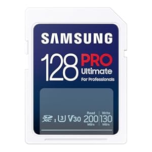 Samsung PRO Ultimate SD-Karte, 128 GB, UHS-I U3, Full HD & 4K UHD, 200 MB/s Lesen, 130 MB/s Schreiben, Speicherkarte für Kamera, PC, Drohne oder Action-Cam, MB-SY128S/WW