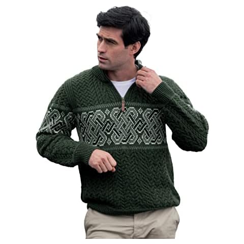 Aran Crafts Merino Wool Half Zip Sweater Cover