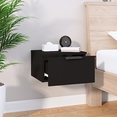 Mesillas de noche de pared negras de 34x30x20 cm en pack de 2 unidades para optimizar espacio 5
