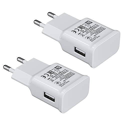 2-Pack Chargeur USB 2A Adaptive Fast Charging Connecteur de Charge pour Samsung Galaxy S20 S10 S6 S7 S8 S9/Edge/Plus/Active, Note 5 8 pour iPhone 11 Pro/X 8,...