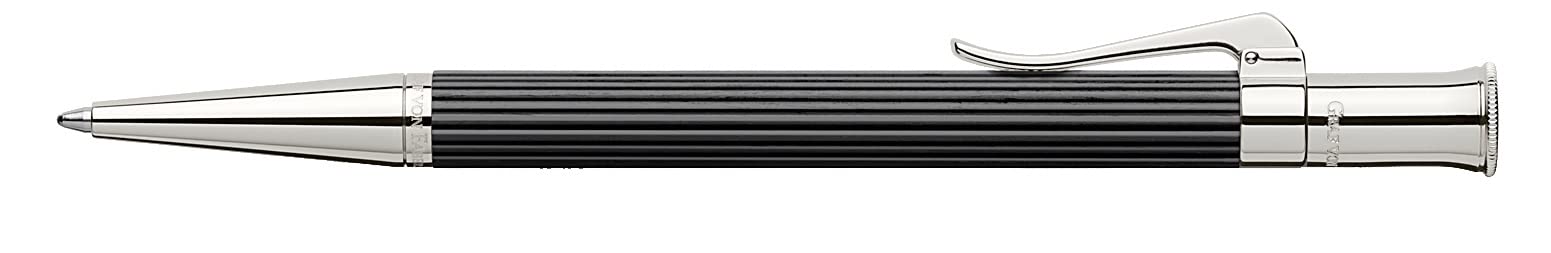 Graf von Faber-Castell 145531 Bolígrafo Línea Clásica, Ébano | Eje de ébano con piezas metálicas platinadas y relleno de gran capacidad a prueba de documentos