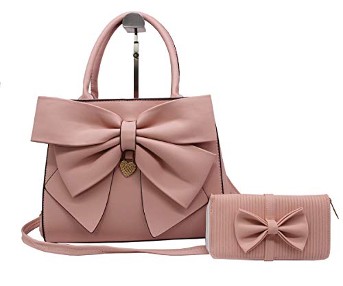 Women Handbag 2 Pcs Set Big Bow-Knot PU Leather Top Handle Bag miniatura 1