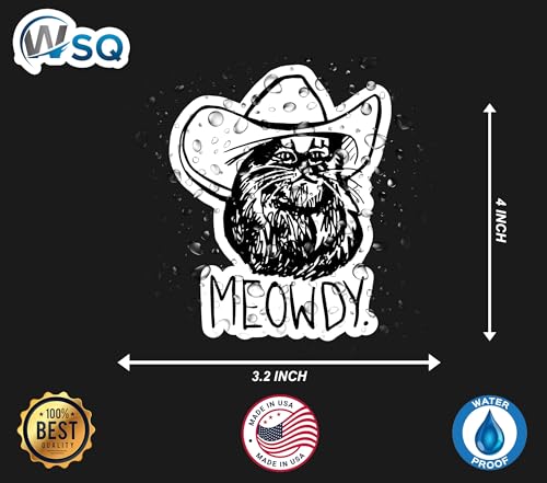 Image of WSQ Meowdy Texas Cat Meme Waterproof Vinyl Window Bumper Sticker Decal Multicolor for Car Truck Van SUV Window Wall Boat Cup Tumblers Laptop or Any Smooth Surface Size 4 Inches 2 Pack