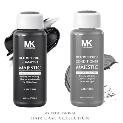 Image of MK PROFESSIONAL Detox Deep Clean Clarifying Shampoo, Sulphate Free + Charcoal and Amino Acid Complex, Removed Product Buildup, Dirt & Oils, Nourishes & Soothes Scalp - 10.1 Fl Oz / 300 ml