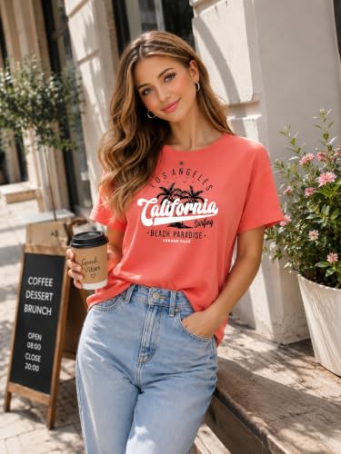 Image of London Hills Women's Loose Fit Graphic Printed T-Shirt | Soft Cotton Blend Fabric | Round Neck Half Sleeve Casual Top, Travel & College