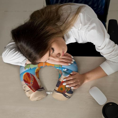 Almohada U de espuma viscoelástica negra ajustable miniatura 6