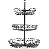  Obst Etagere 3 - dekorative Obst - Obstkorb Vintage - Obstschale Etagere groß - schwarz (33 x 33 x 52 cm)