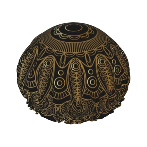 Mzerse MNA2SAJ1-#40IGT3WJBZL23IP6BX Shower Cap - Double Layer Waterproof Shower Caps Compatible With Colorful Mandala Art Flower Tie Dye cover