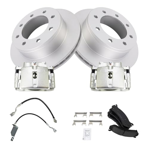 Image of TRQ Brake Pad & Rotor Kit Premium G-Coated Ceramic Compatible with 01-07 Chevrolet GMC