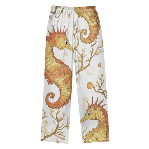 ZZXXB Lovely Seahorse Boys Long Pants Soft Trousers Elastic Waist Kids Lounge Bottoms with Pockets S-XL2