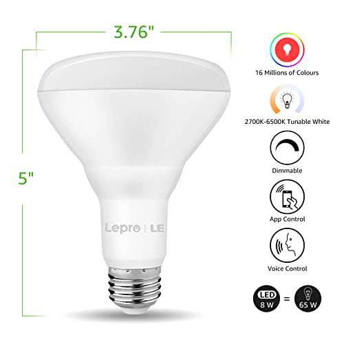 Led Flood Light Bulbs, Wifi Smart Br30 E26 Bulb, Rgbw Color Changing Lights, Works With Alexa & Google Assistant, Dimmable Recessed Can Light Bulbs, 8W=65W, 700 Lumens, 2 Packs #TOP5