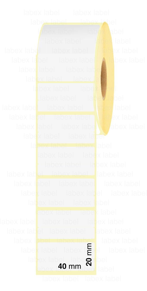 Etiquetas térmicas 40x20 mm en rollo – Etiquetas Código de Barras Alta Capacidad – 8 rollos – Sin cinta – TSC Godex compatible – Labex Label
