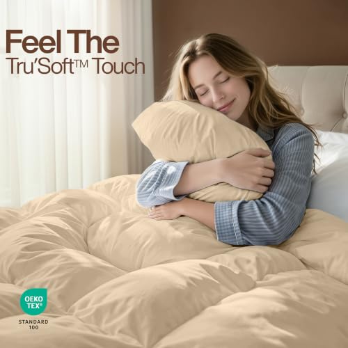Image of Utopia Bedding Twin Comforter, Duvet Insert, Beige, 64 x 88 Inches | Soft and Fluffy Down Alternative Bed Comforter, All Season, Breathable, Corner Tabs, Box Stitched, Durable, Machine Washable