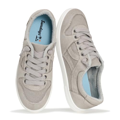 Image of Sundays Canvas Sneakers Women - Memory Foam Insole with Breathable Canvas Shoes for Women Footwear - Non-Slip with Lightweight and Comfortable Womens Sneakers